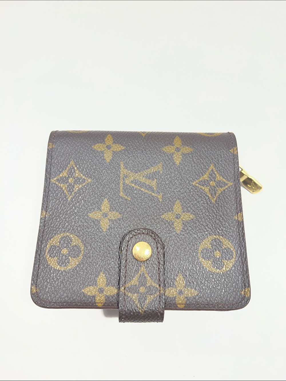 Louis Vuitton Monogram Canvas Small Fold Wallet in Brown and Gold Authentic